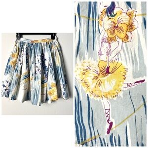 Kit Cornell Retro Print Ballerina Circus Mini Skirt Pastel Watercolor Size 4